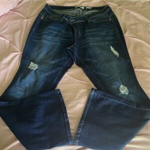 YMI Distressed Dark Blue Boot Cut Jeans